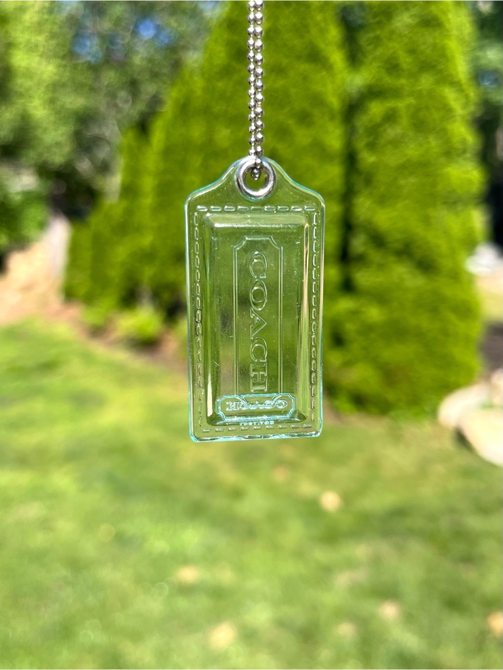COACH Acrylic Clear Hang Tag Charm, Light Blue Hue